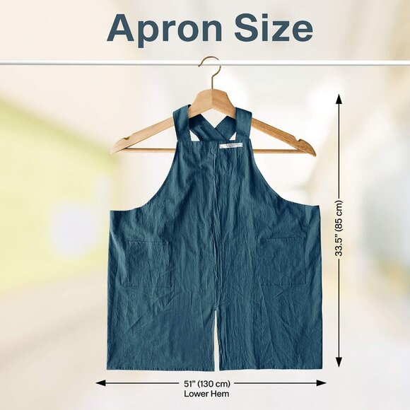Cotton Aprons for Women and Men | Cross-Back Apron with Pockets - Picture 5 of 7